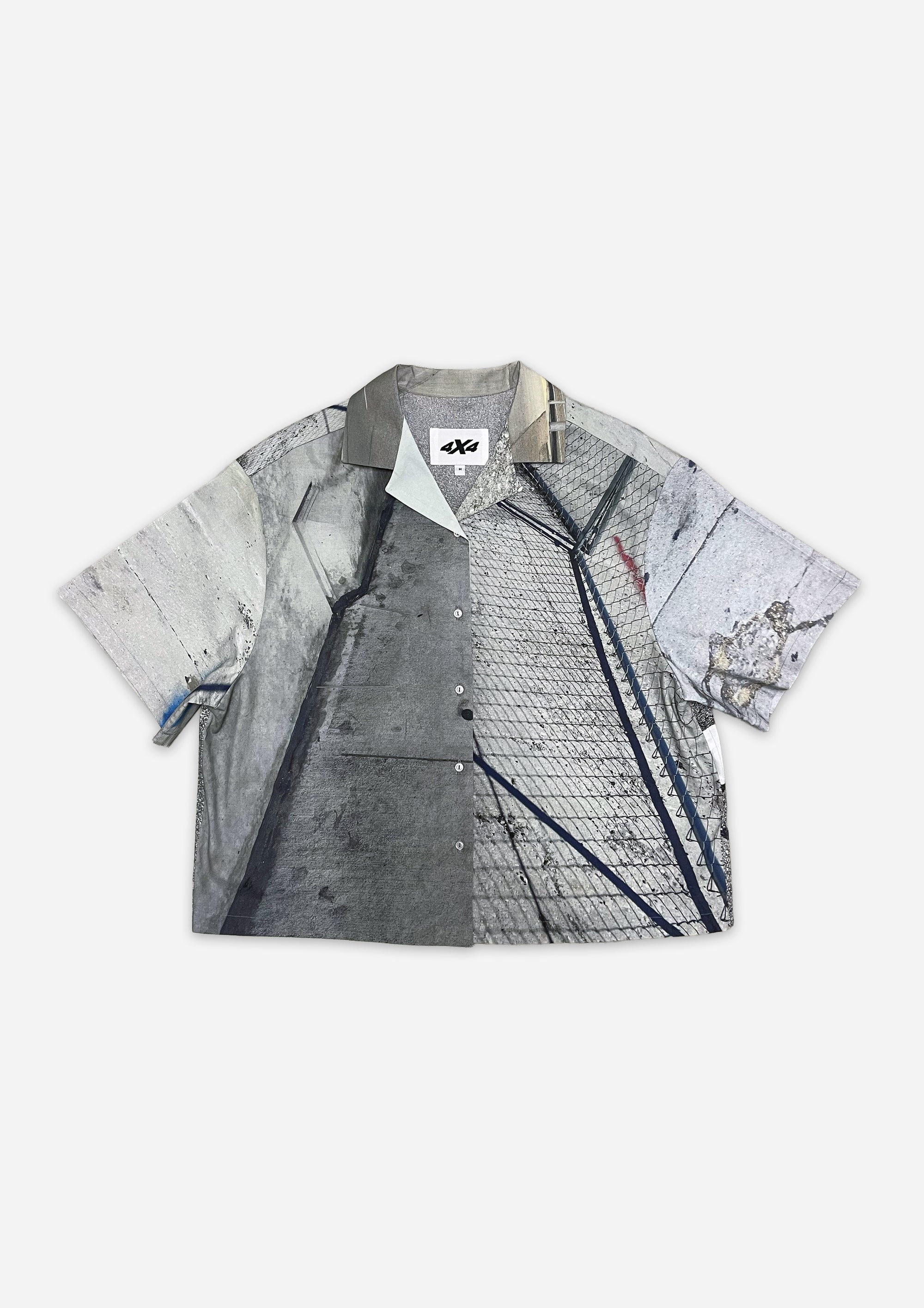 Short-sleeve shirt with graphic design on a white background