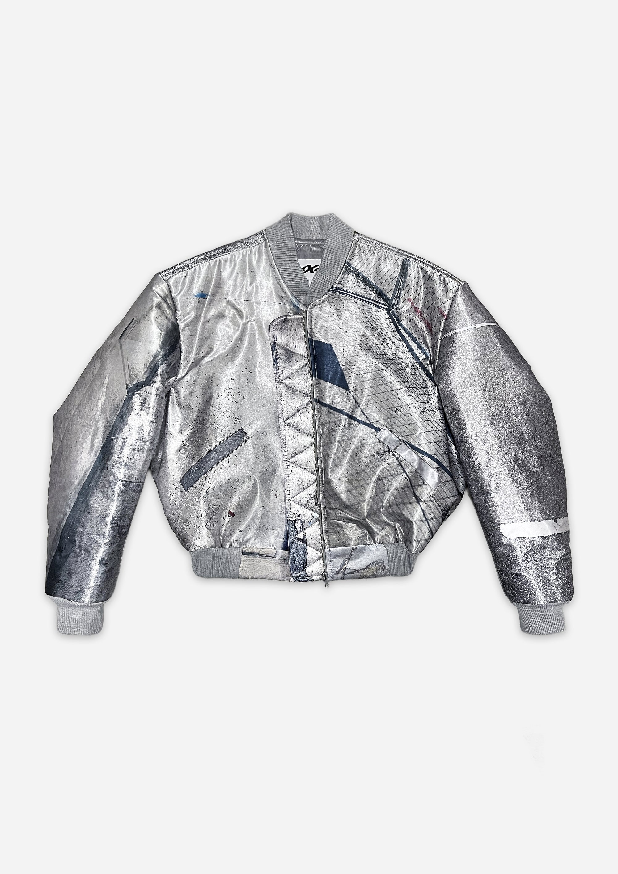 Silver metallic jacket on a white background