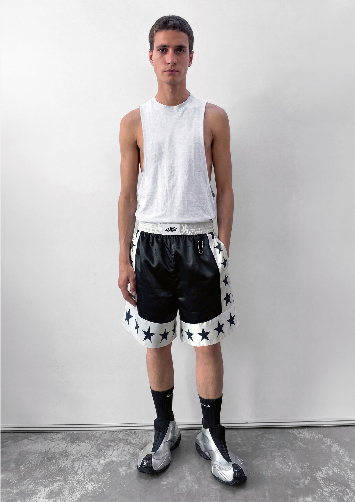 SATIN SHORTS - BLACK STAR