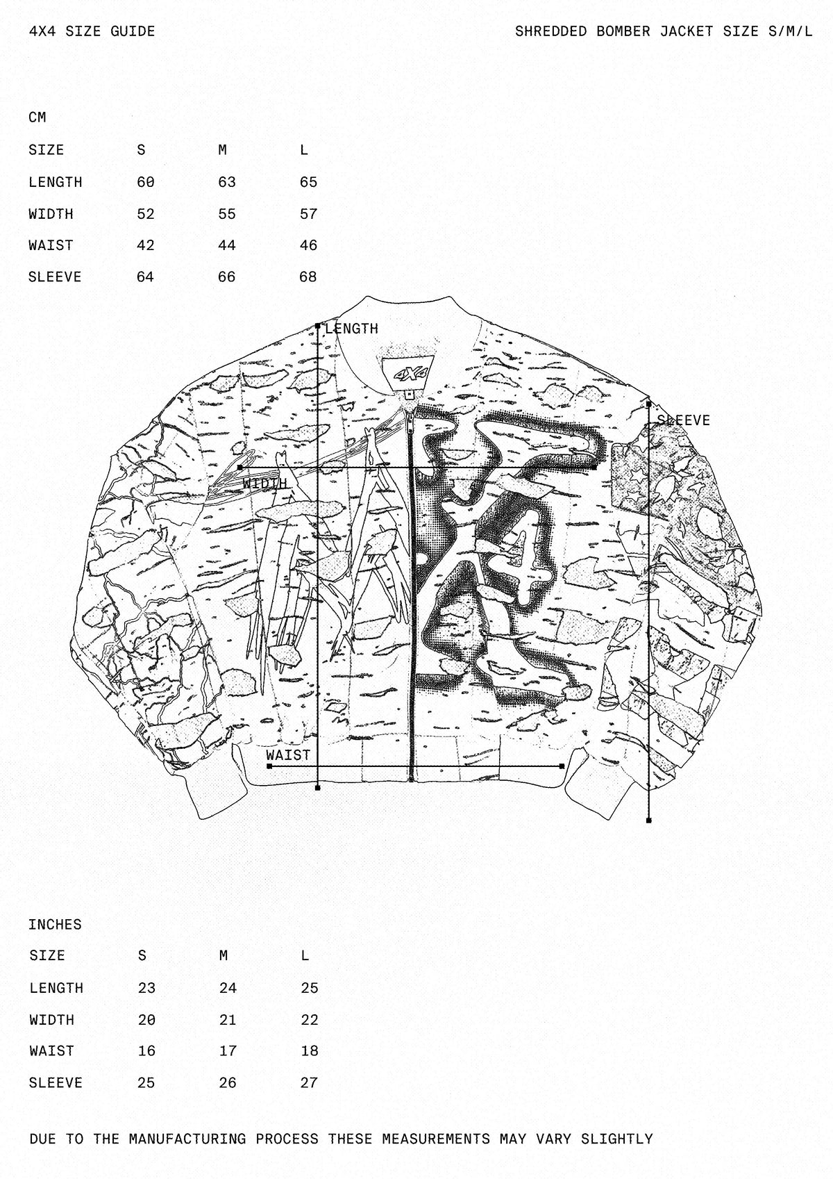 SHREDDED BOMBER JACKET - BLACK