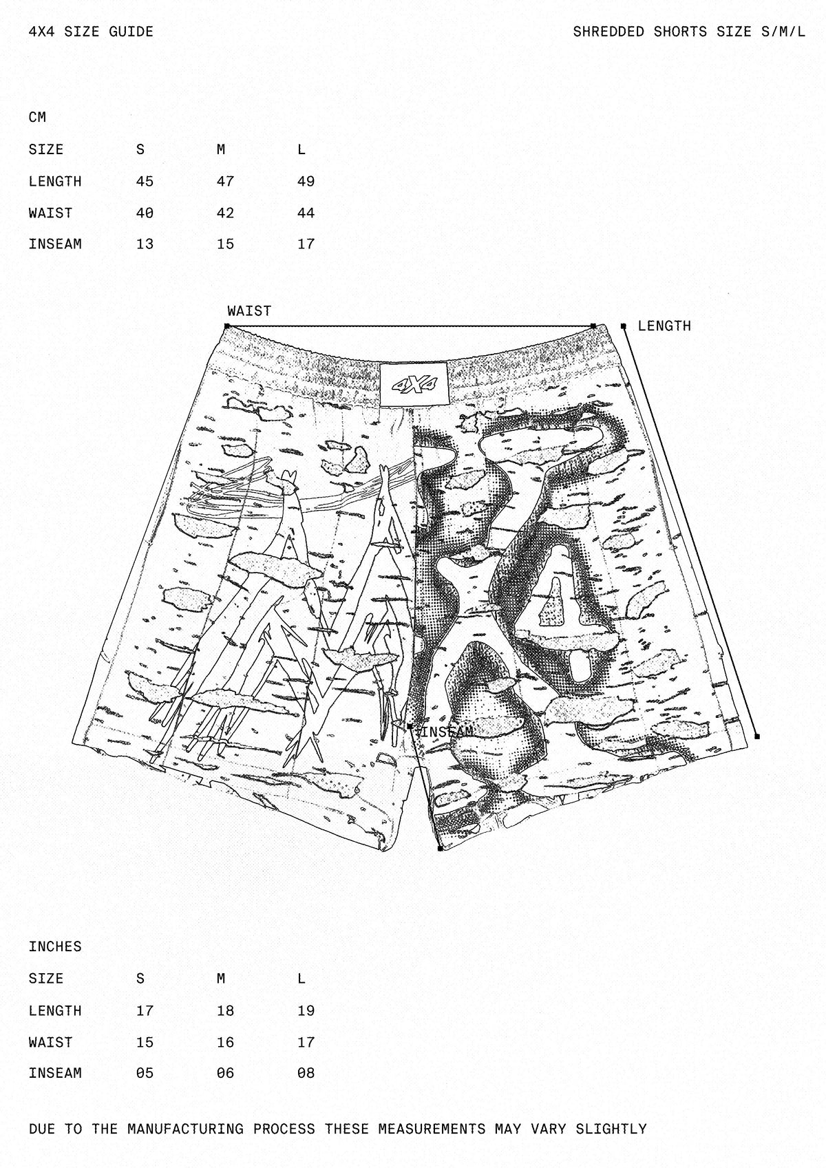 SHREDDED SHORTS - BLACK