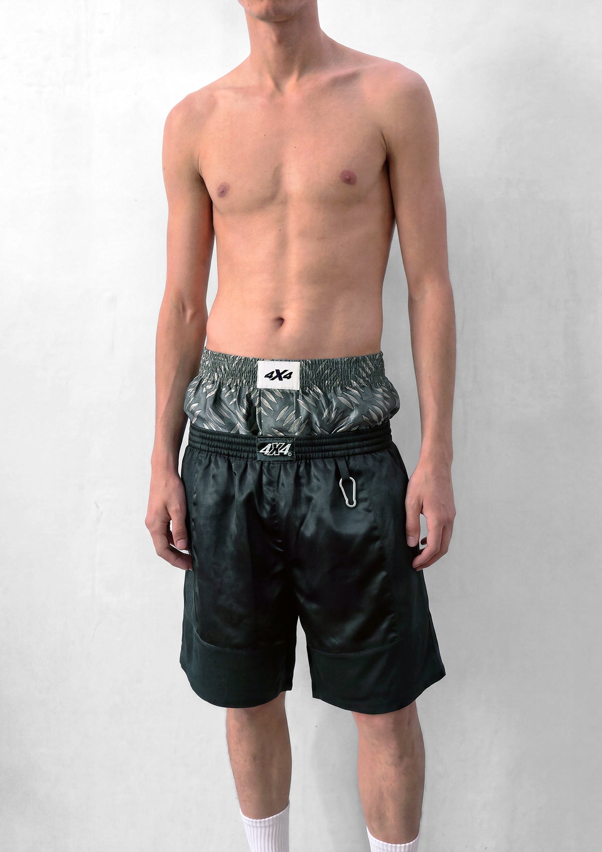 SATIN BOXER SHORTS - STEEL