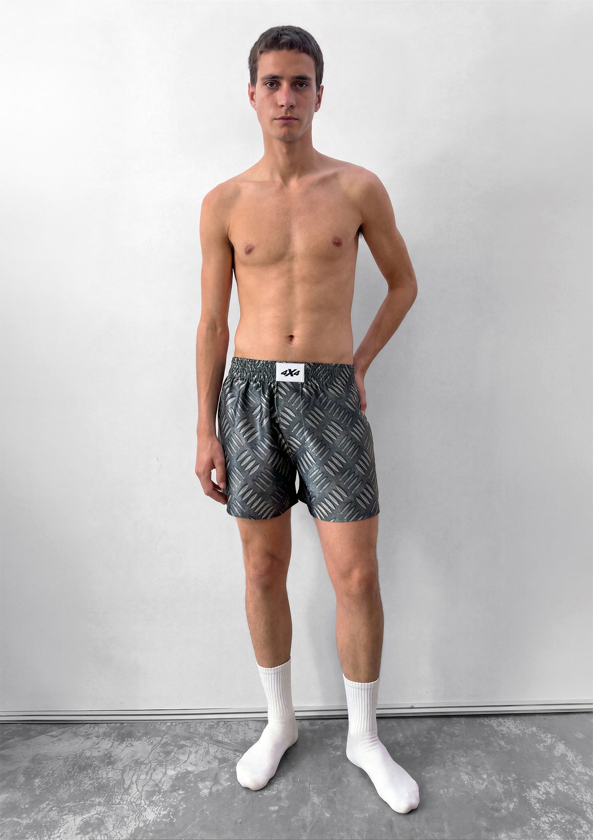 SATIN BOXER SHORTS - STEEL