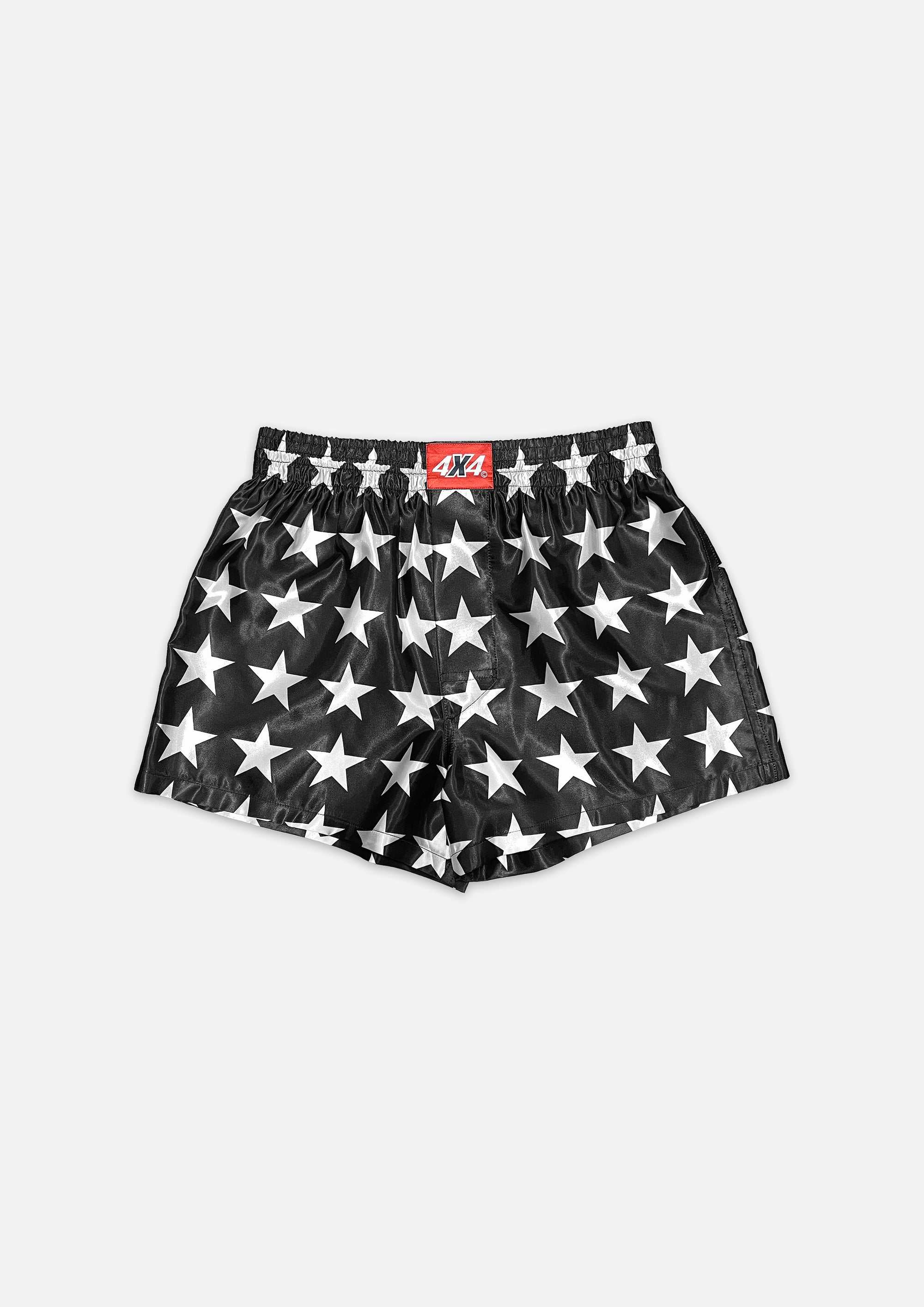 SATIN BOXER SHORTS - WHITE STAR