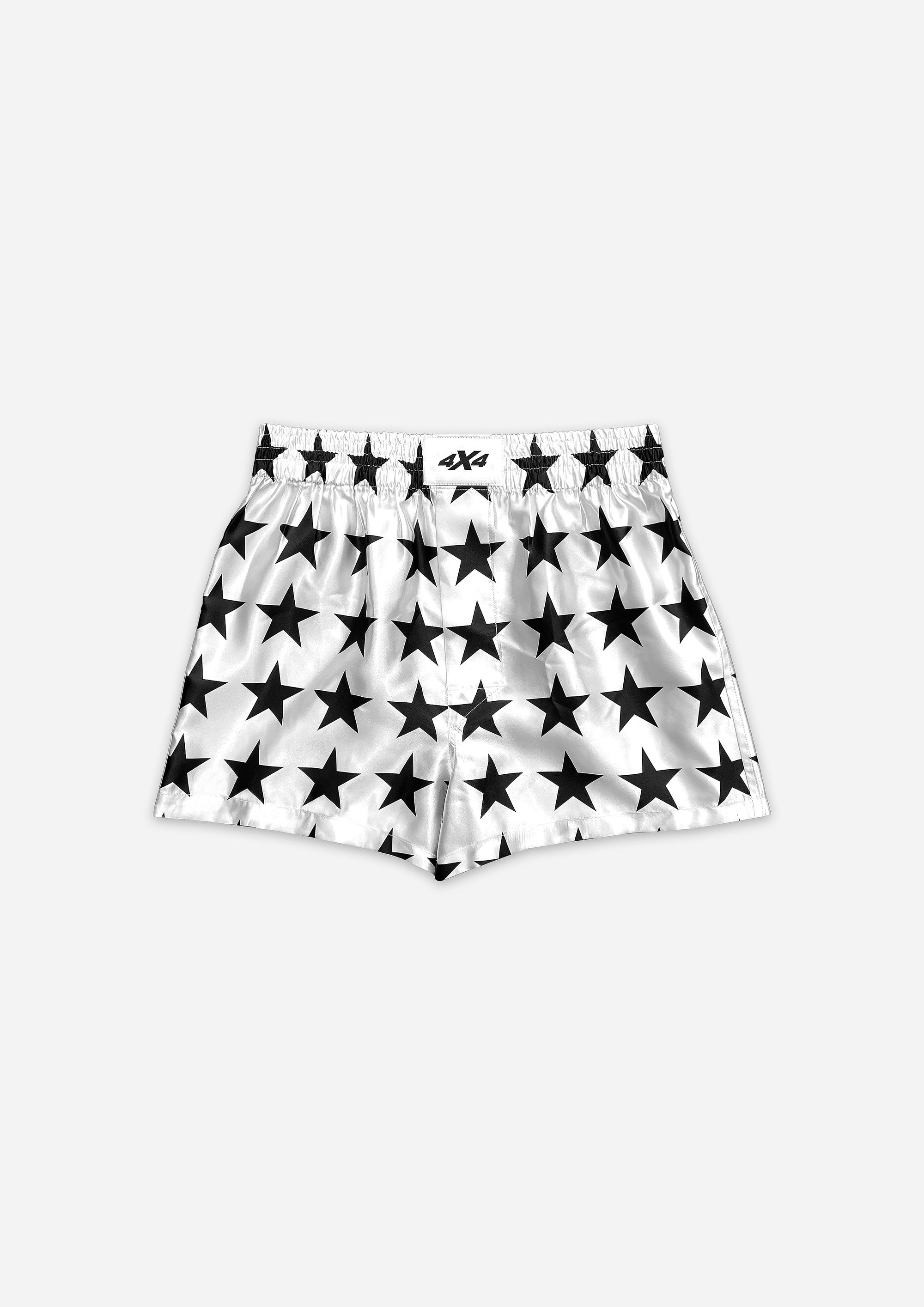 SATIN BOXER SHORTS - BLACK STAR