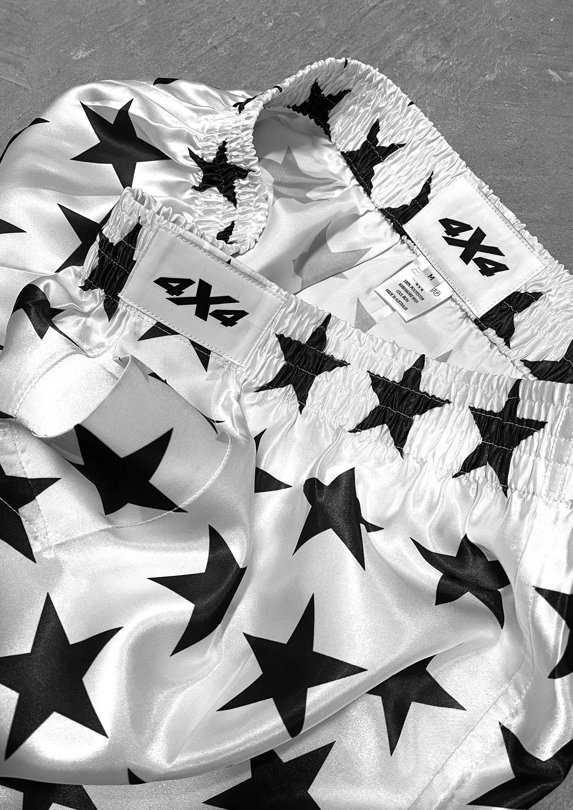 SATIN BOXER SHORTS - BLACK STAR